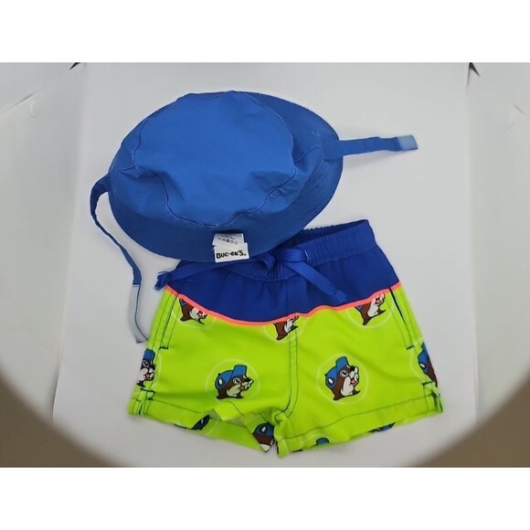 BUC-EE'S Boy's Baby Infant 6-9 Month Swimming Shorts matching sun hat - Picture 5 of 7
